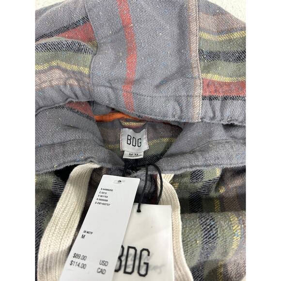 BDG Urban Outfitters Mens Shirt Blanket Jacket Sz M Heavy Flannel Hooded Shacket - Picture 8 of 10